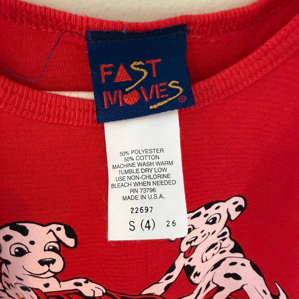 Fast Moves Kids Red Dalmatian Puppy Fire Helmet Tank Top Size 4 Vintage 90s USA